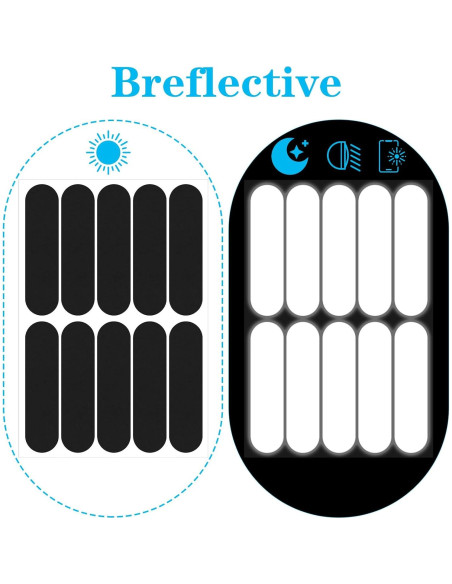 10 Calcomanías Reflectantes Negras HJZHII para Casco y Moto