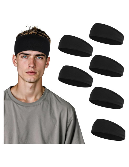 6 Bandas para la Cabeza Absorbentes Classicseali - Negro