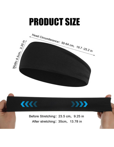 6 Bandas para la Cabeza Absorbentes Classicseali - Negro