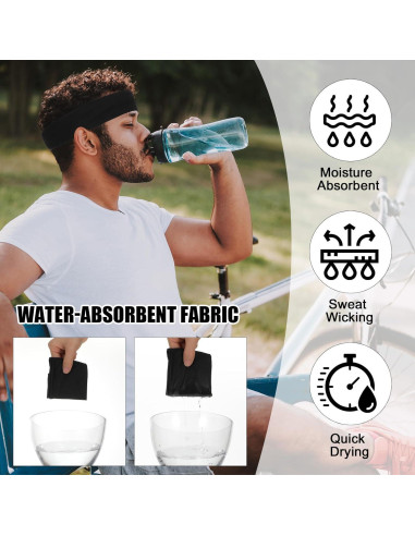 6 Bandas para la Cabeza Absorbentes Classicseali - Negro