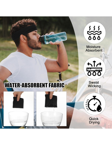 6 Bandas para la Cabeza Absorbentes Classicseali - Negro