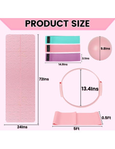 Kit de Pilates TREKONPEAK Rosa - 8 Piezas, Esterilla y Bandas 2