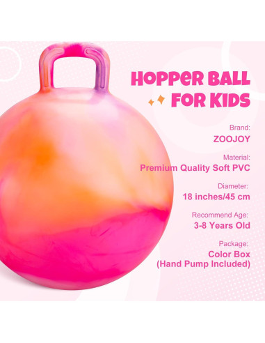 Pelota Saltarina ZOOJOY Nubes Naranjas 45cm para Niños 3-8 Años