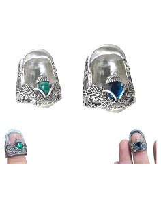 Juego de 2 Dedales Vintage SAMIQU con Uña Abierta - 15mm y 17mm