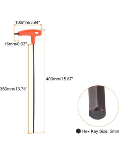 Llave Hexagonal T-HANDLE HARFINGTON 5mm Brazo Largo 350mm 2