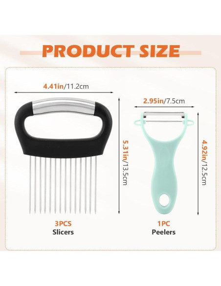 Cortador de Cebolla Multifuncional Quixleen - 3 Piezas Acero Inoxidable