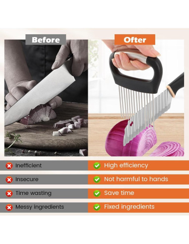 Cortador de Cebolla Multifuncional Quixleen - 3 Piezas Acero Inoxidable