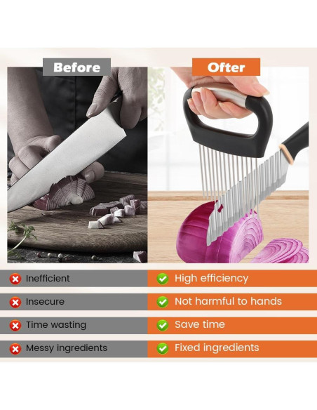 Cortador de Cebolla Multifuncional Quixleen - 3 Piezas Acero Inoxidable