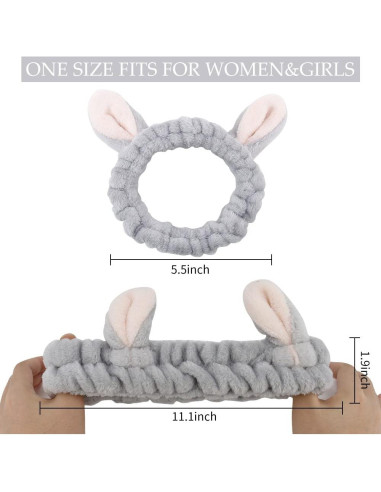 Diademas de Orejas de Animales AHONEY - 4 Pcs Franela Suave