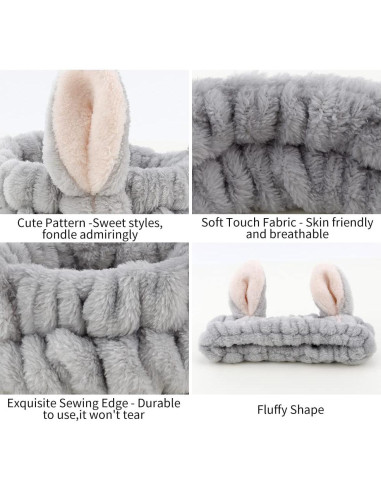 Diademas de Orejas de Animales AHONEY - 4 Pcs Franela Suave