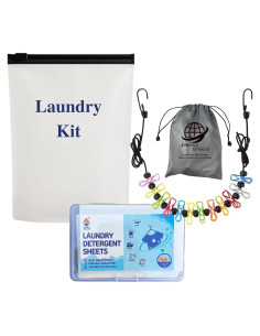 Kit de Lavandería de Viaje JBClear - Cuerda y 30 Hojas Detergente