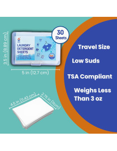 Kit de Lavandería de Viaje JBClear - Cuerda y 30 Hojas Detergente 2