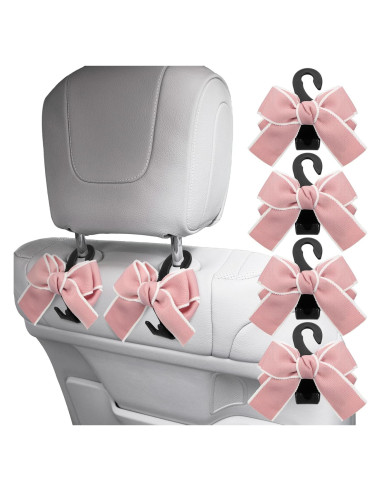 4 Ganchos de Bolsa de Coche Cinnvoice con Lazo Rosa
