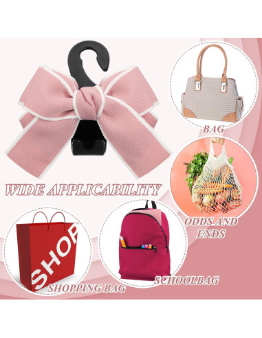 4 Ganchos de Bolsa de Coche Cinnvoice con Lazo Rosa