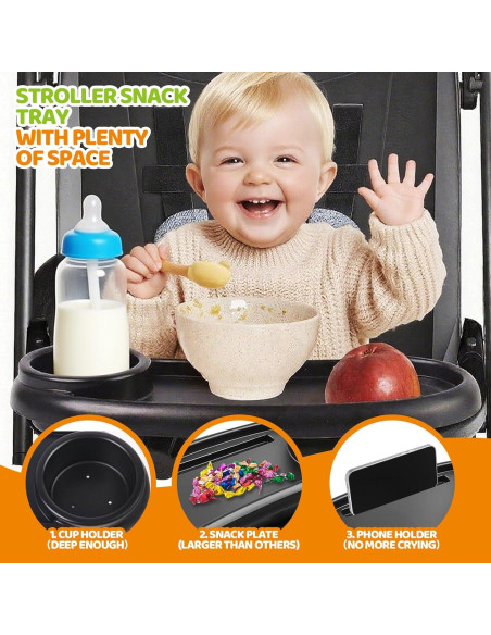 Bandeja Universal para Cochecito YMGN con Portavasos y Soporte