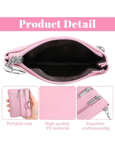 3 Monederos Compactos BOHUIZ con Cremallera - Negro, Azul, Rosa