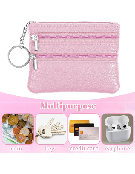 3 Monederos Compactos BOHUIZ con Cremallera - Negro, Azul, Rosa