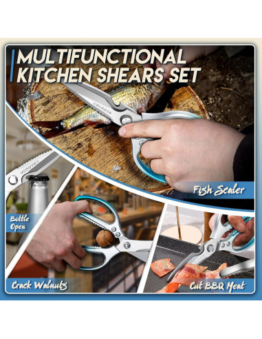 Juego de Tijeras de Cocina TIJERAS Azul Acero Inoxidable 12.19cm