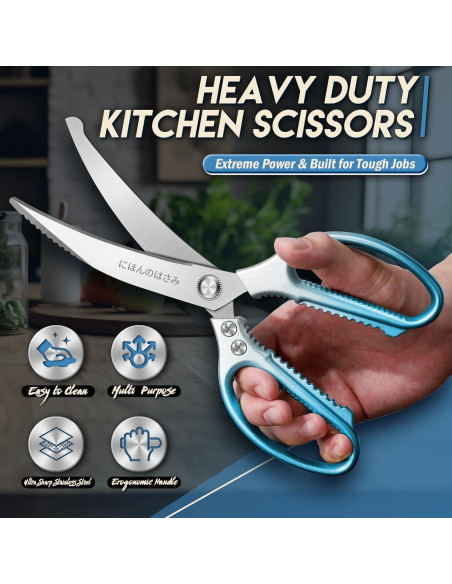 Juego de Tijeras de Cocina TIJERAS Azul Acero Inoxidable 12.19cm