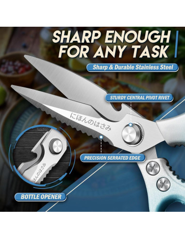 Juego de Tijeras de Cocina TIJERAS Azul Acero Inoxidable 12.19cm