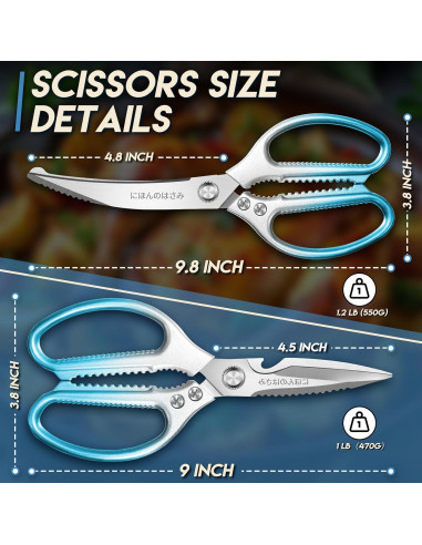 Juego de Tijeras de Cocina TIJERAS Azul Acero Inoxidable 12.19cm