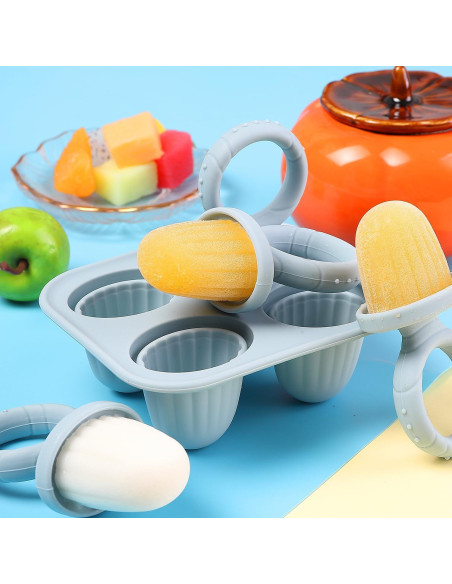 Moldes de Hielo para Bebés Vbglmya de Silicona 4 Cavidades