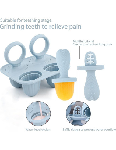 Moldes de Hielo para Bebés Vbglmya de Silicona 4 Cavidades