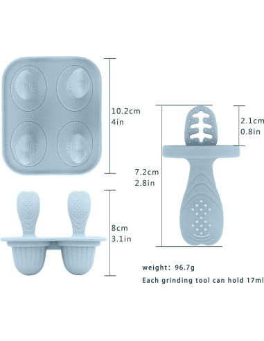 Moldes de Hielo para Bebés Vbglmya de Silicona 4 Cavidades