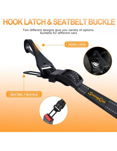 Cinturón de Seguridad para Perros BootupGer 4-en-1 Nylon Reflectante