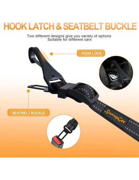 Cinturón de Seguridad para Perros BootupGer 4-en-1 Nylon Reflectante