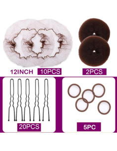 Kit de Hacer Moños para Niños - 2 Moldes + 10 Redes + 20 Horquillas 2