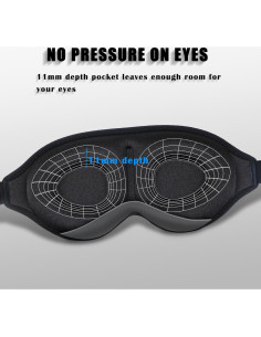 Máscara de Sueño Contorneada ToRhine 3D Ajustable Suave Negro 2