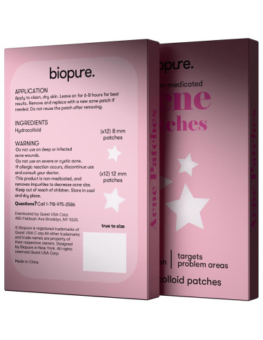 Parches para Acné BIOPURE Hydrocolloid - 24 Unidades Estrella