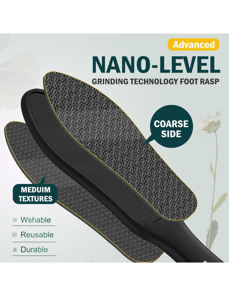 Lima de Pie de Cristal Nano FVION Doble Cara para Callos - Negro