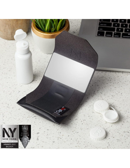 Estuche de Lentes de Contacto Oplee Negro con Espejo