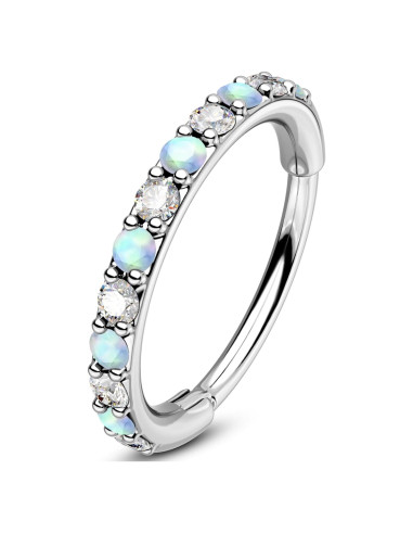 Anillo de Nariz OUFER 20G Acero Quirúrgico 7mm con Ópalo