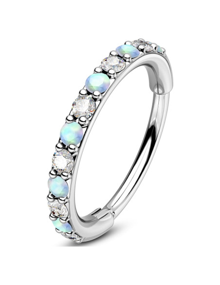 Anillo de Nariz OUFER 20G Acero Quirúrgico 7mm con Ópalo