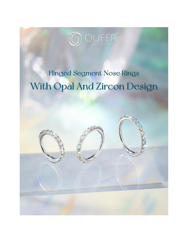 Anillo de Nariz OUFER 20G Acero Quirúrgico 7mm con Ópalo