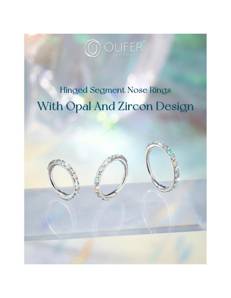 Anillo de Nariz OUFER 20G Acero Quirúrgico 7mm con Ópalo