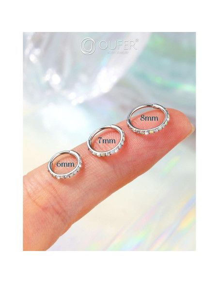 Anillo de Nariz OUFER 20G Acero Quirúrgico 7mm con Ópalo