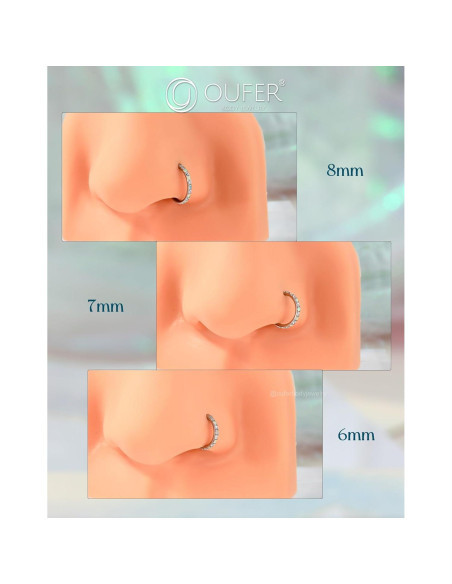 Anillo de Nariz OUFER 20G Acero Quirúrgico 7mm con Ópalo