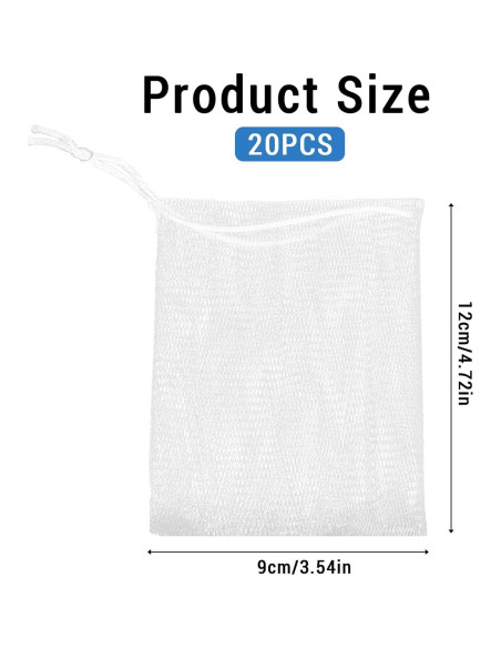 20 Pcs Bolsa de Jabón de Malla Exfoliante Mozeat Lens