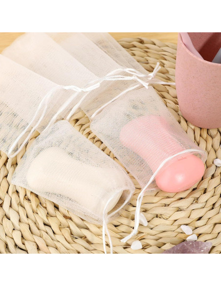 20 Pcs Bolsa de Jabón de Malla Exfoliante Mozeat Lens