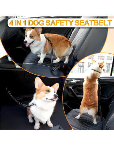 Cinturón de Seguridad para Perros BootupGer 4-en-1 Nylon Reflectante