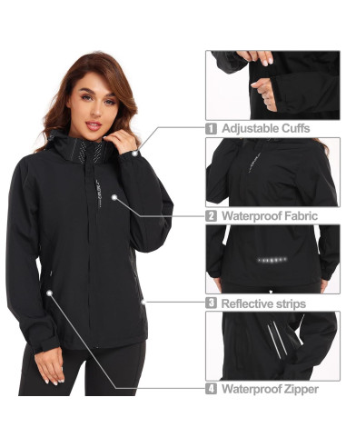 Chaqueta de lluvia ligera JAEZZIY mujer impermeable S-XXL