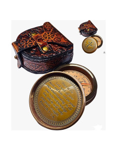 Brújula de latón ANTIQUANA con estuche de cuero - Regalo inspirador
