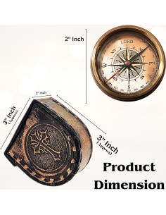 Brújula de latón ANTIQUANA con estuche de cuero - Regalo inspirador 2