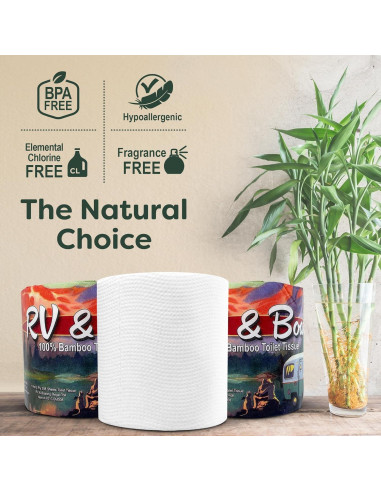 Papel Higiénico Compo 100% Bambú para Barcos y RV - 8 Rollos