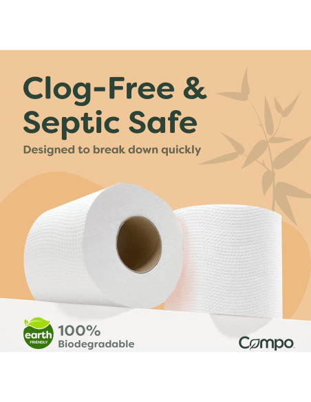Papel Higiénico Compo 100% Bambú para Barcos y RV - 8 Rollos