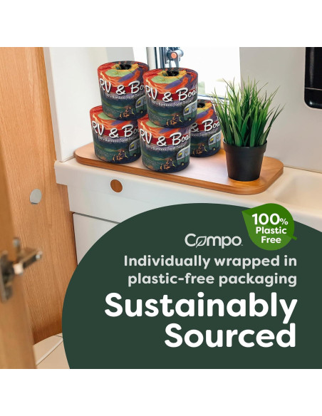 Papel Higiénico Compo 100% Bambú para Barcos y RV - 8 Rollos